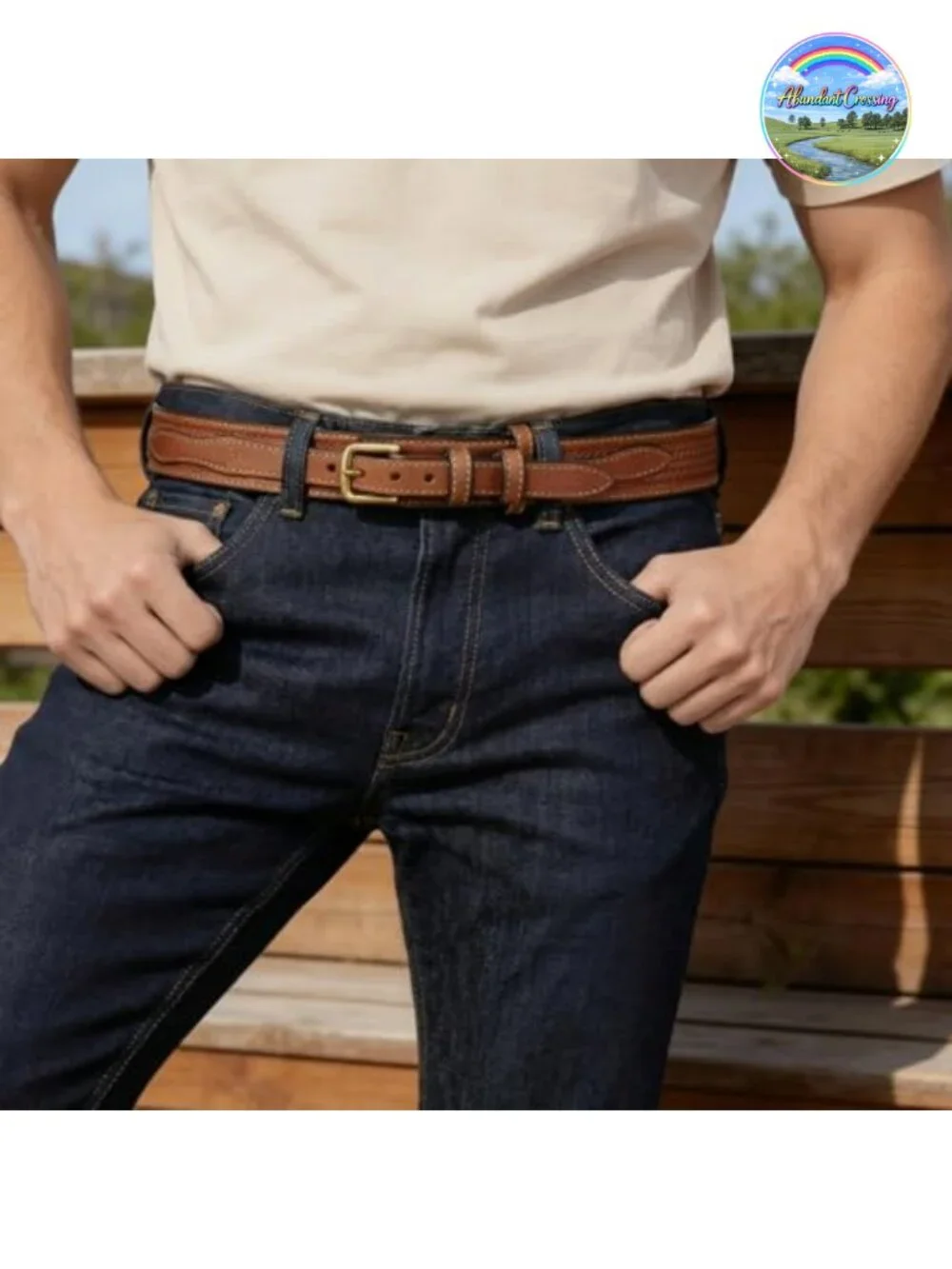 English Bridle Leather Basketweave Ranger Belt Handmade USA